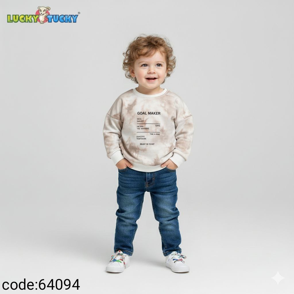 Baby Boys Beige Tie-Dye Sweatshirt – Goal Maker