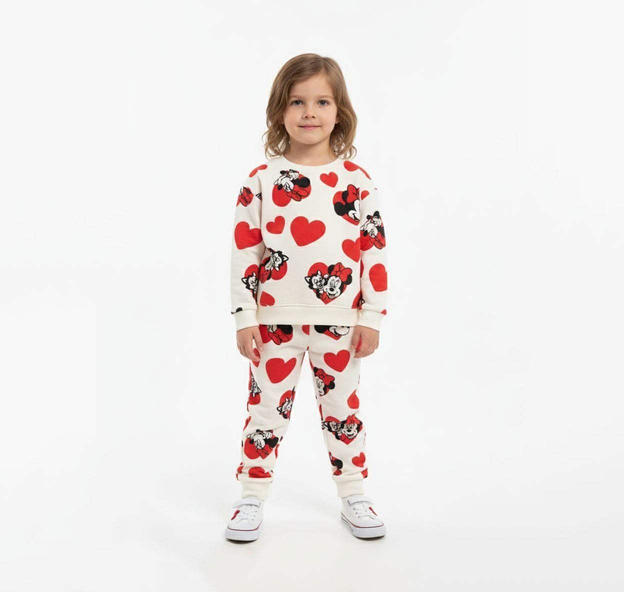 Girls Minnie Mouse Heart Print Winter Set