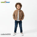 Kids Textured Button Jacket – Brown