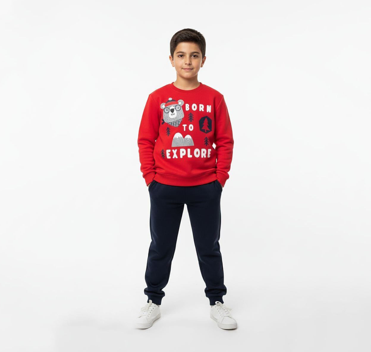 Boys Winter Tracksuit “Born to Explore” Print