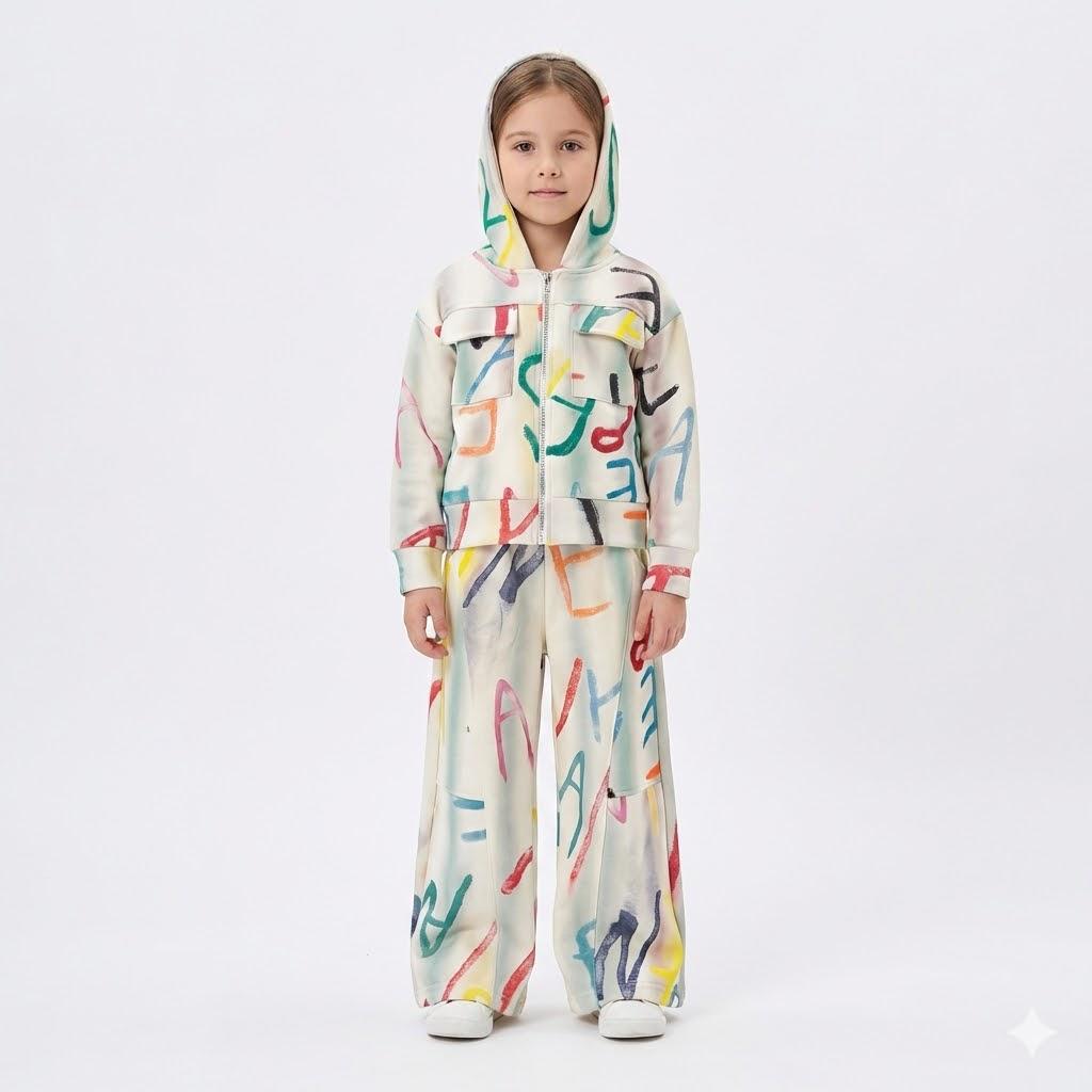 Girls' outfit with modern prints