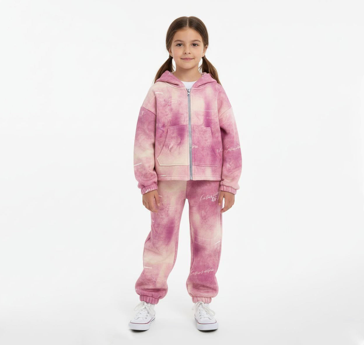 Girls Tie-Dye Hooded Tracksuit Set