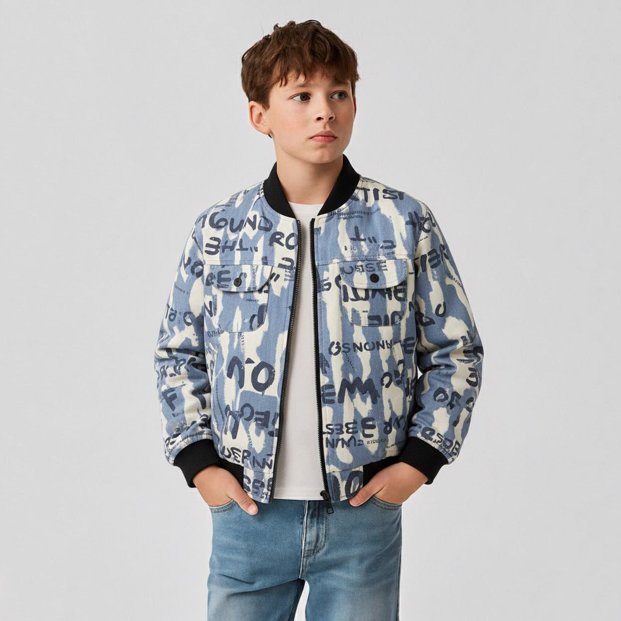 Kids Printed Zip-Up Jacket