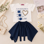 Girls'  2-piece set with a short-sleeve t-shirt and a short skirt.