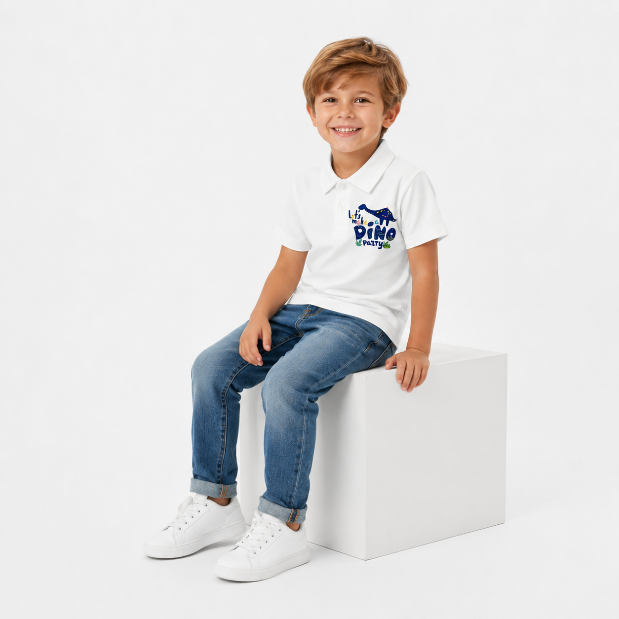 Boys' let's Make Dino Party Print T-Shirt