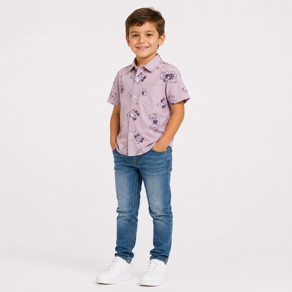 Boys' Cute Bear Print Shirt