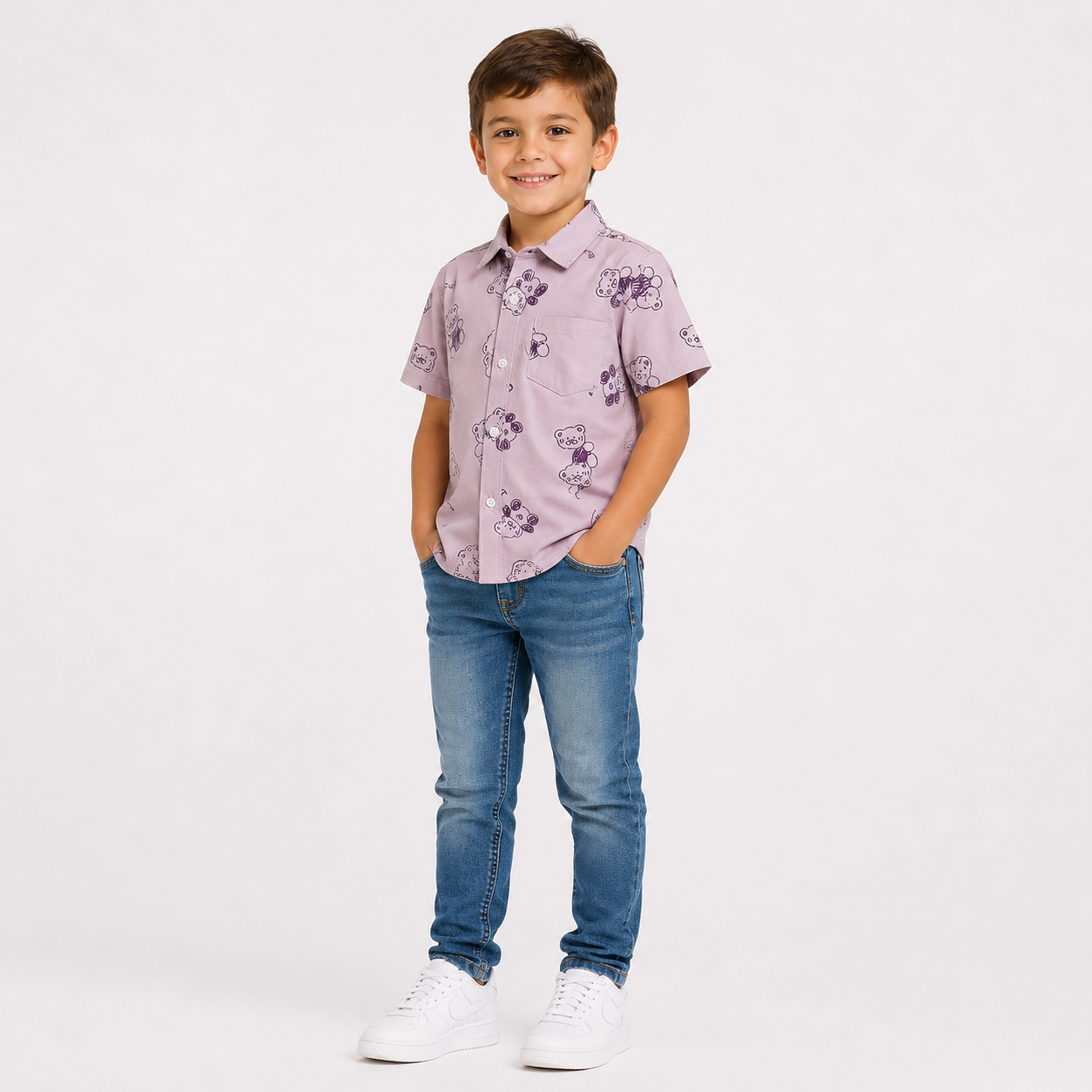 Boys' Cute Bear Print Shirt