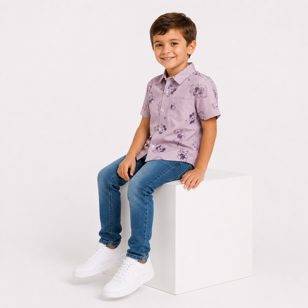 Boys' Cute Bear Print Shirt