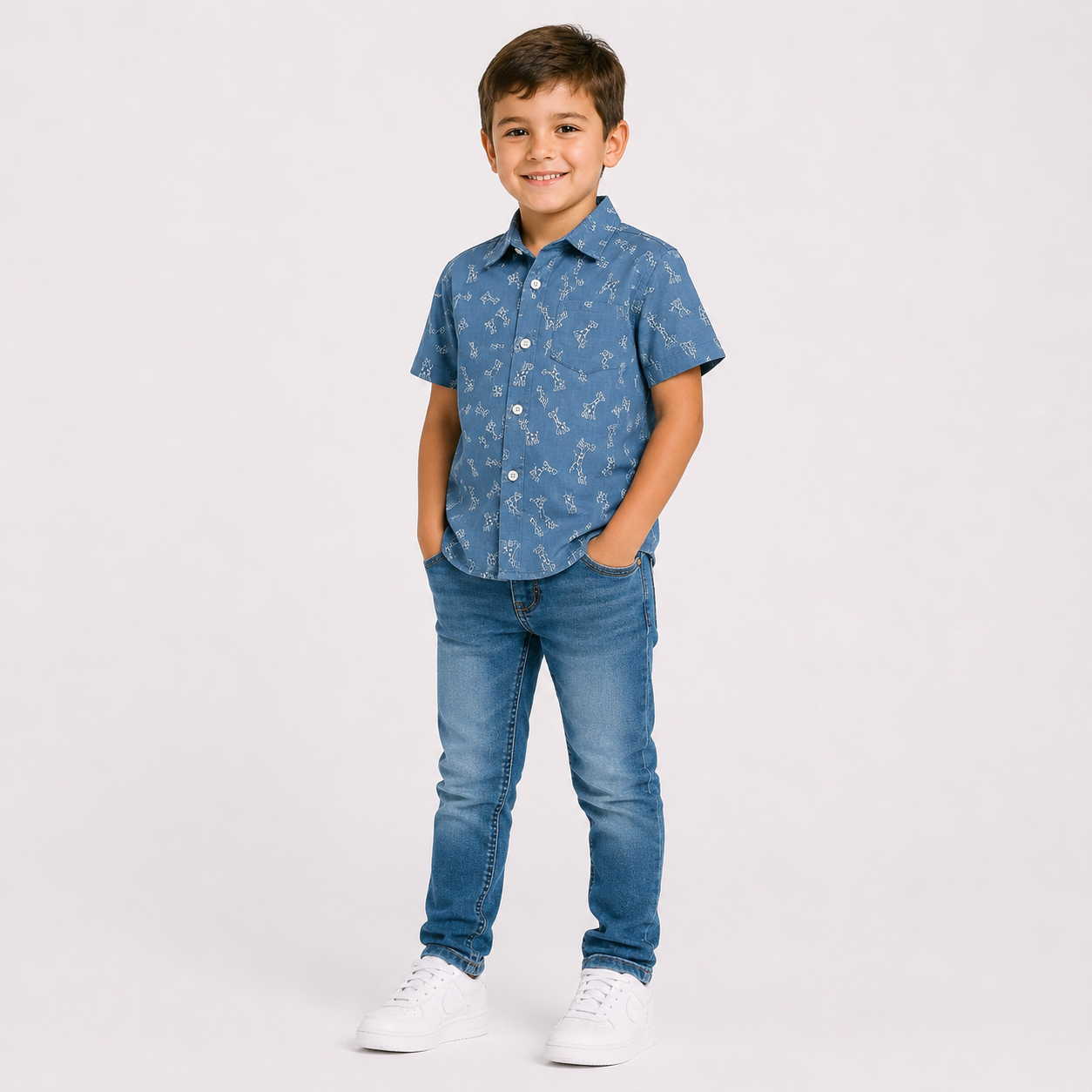 Boys' Giraffe Print Shirt