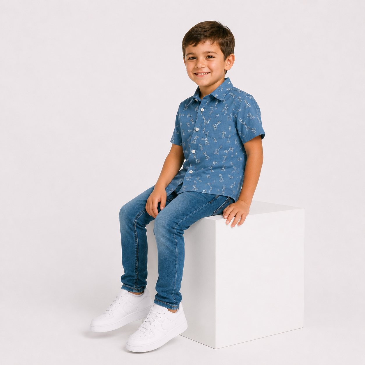 Boys' Giraffe Print Shirt