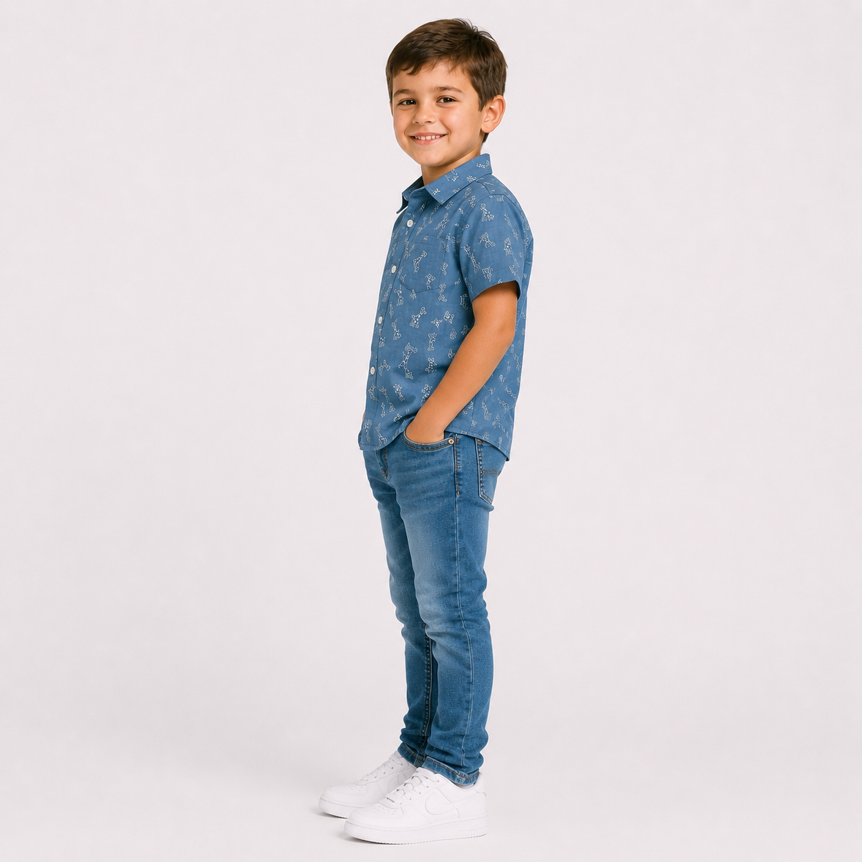 Boys' Giraffe Print Shirt