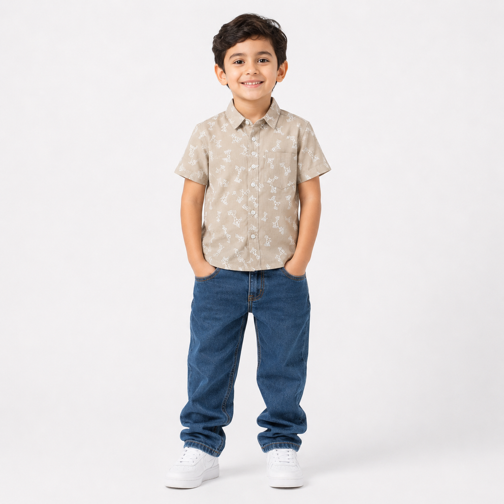 Boys' Giraffe Print Shirt