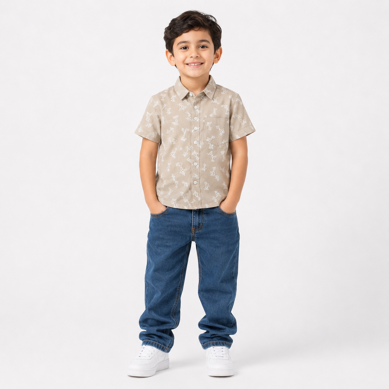 Boys' Giraffe Print Shirt