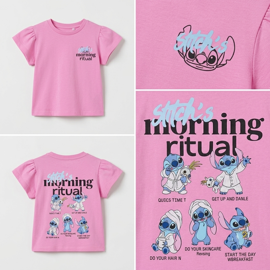 Girls' Stitch Morning Printed T-Shirt