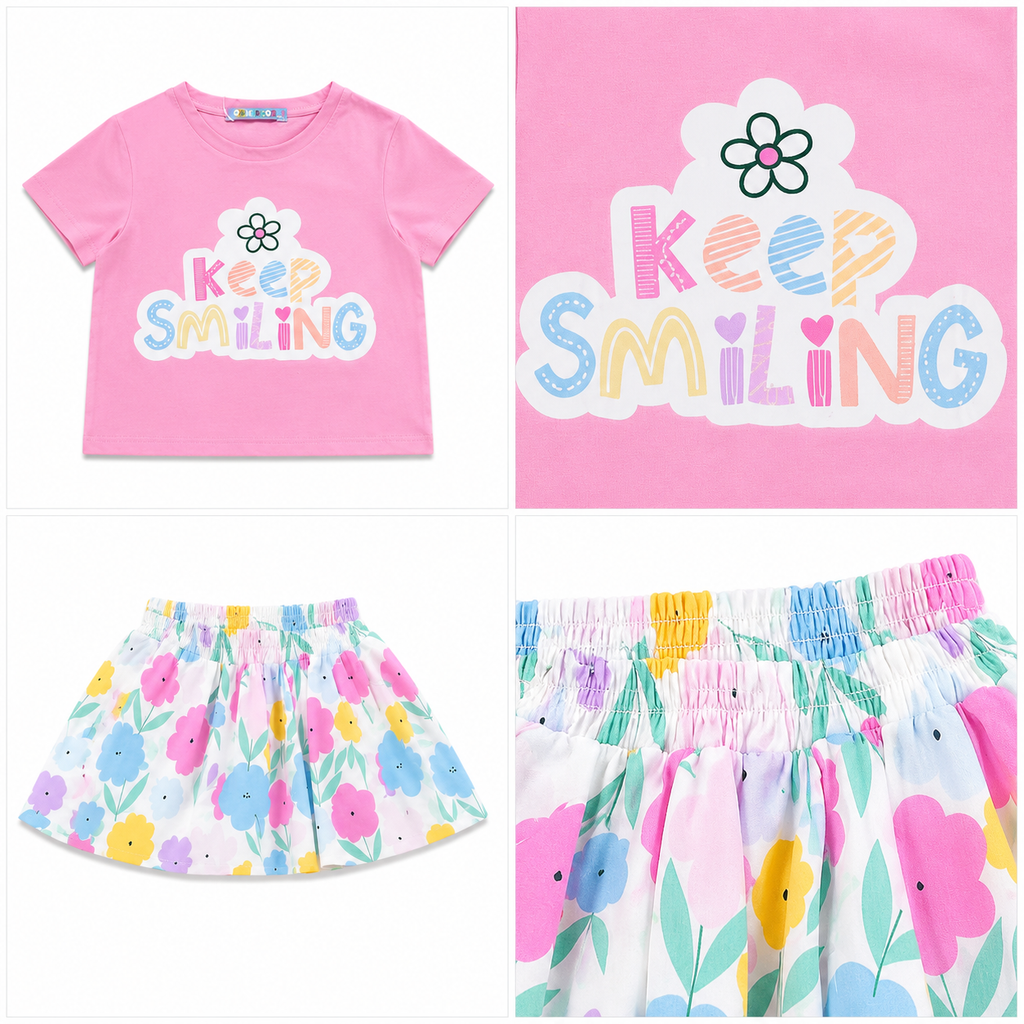 Girls' Keep Smiling Printed Set