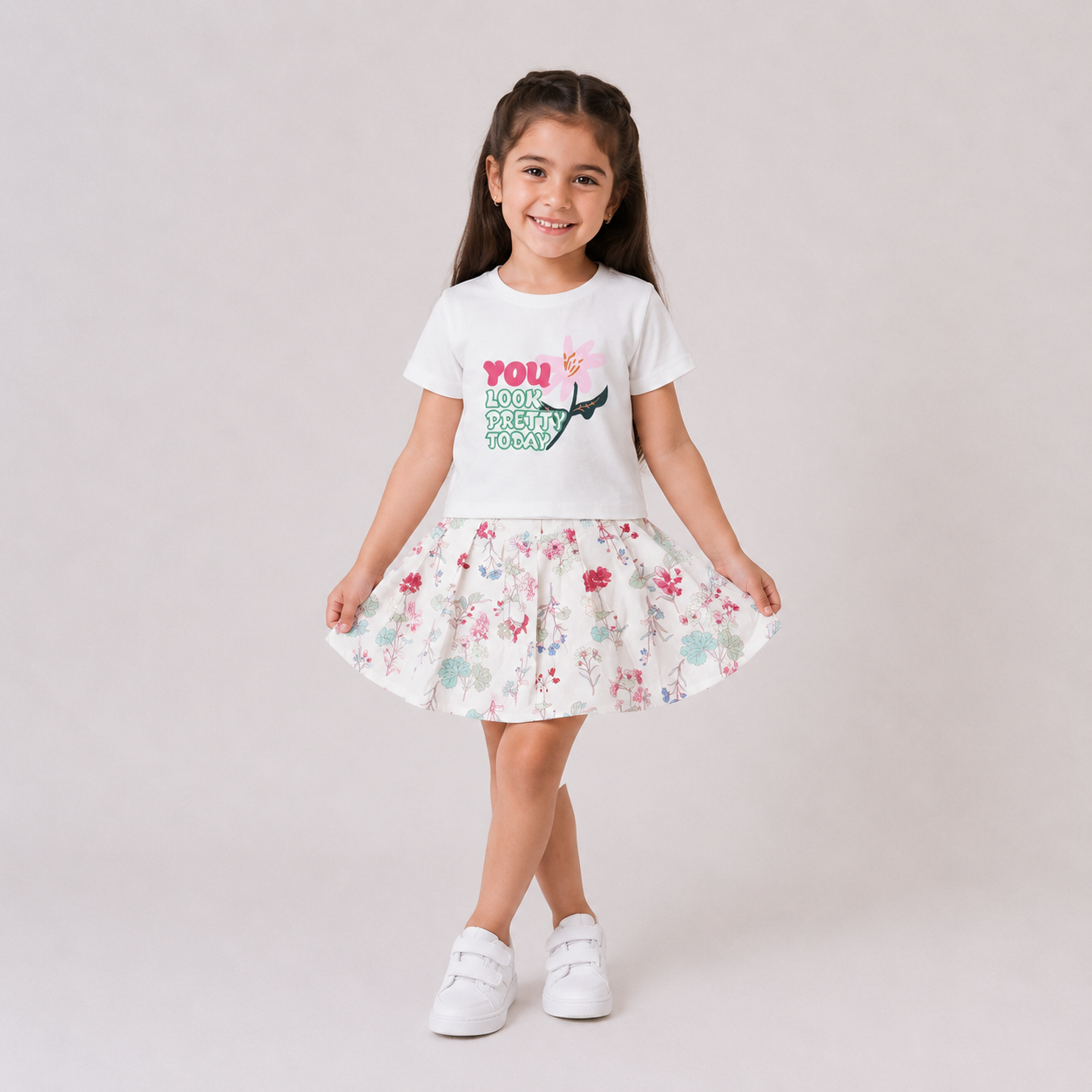Girls' You look pretty to day T-Shirt & Skirt set