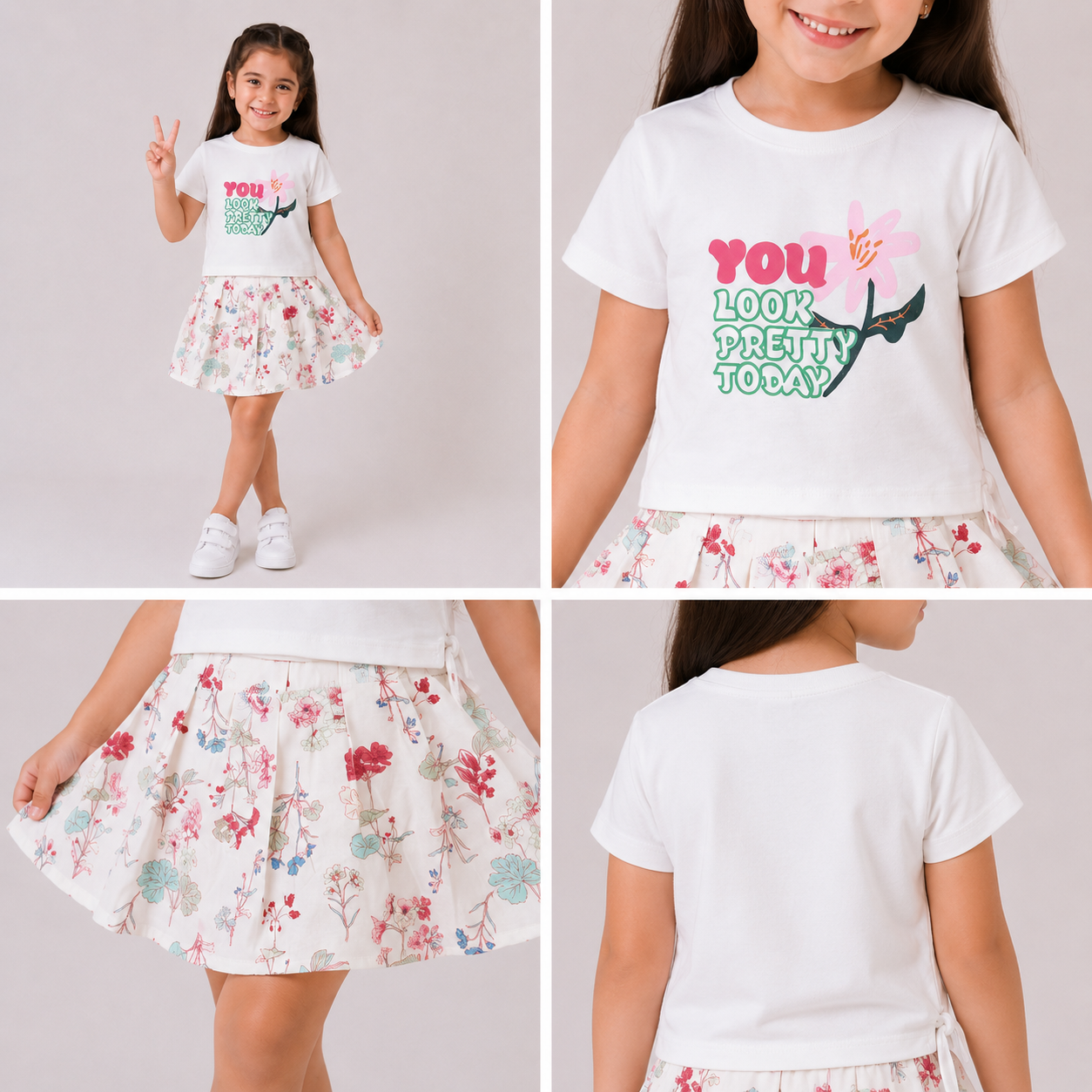 Girls' You look pretty to day T-Shirt & Skirt set