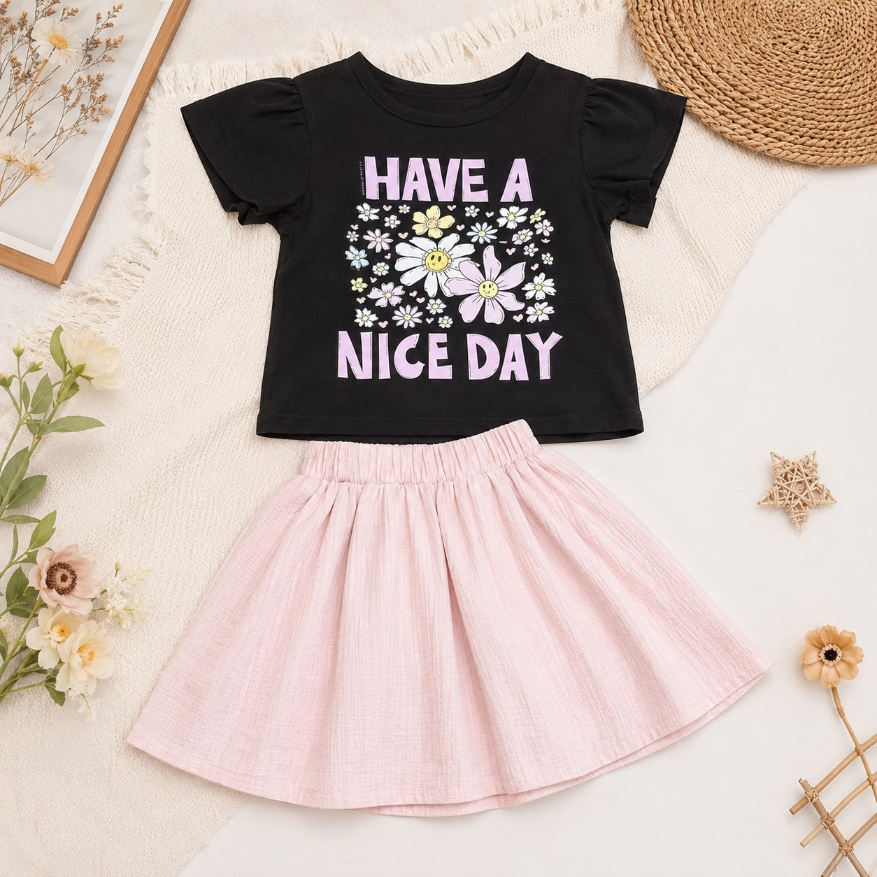 Girls' Have A Nice Day Printed set