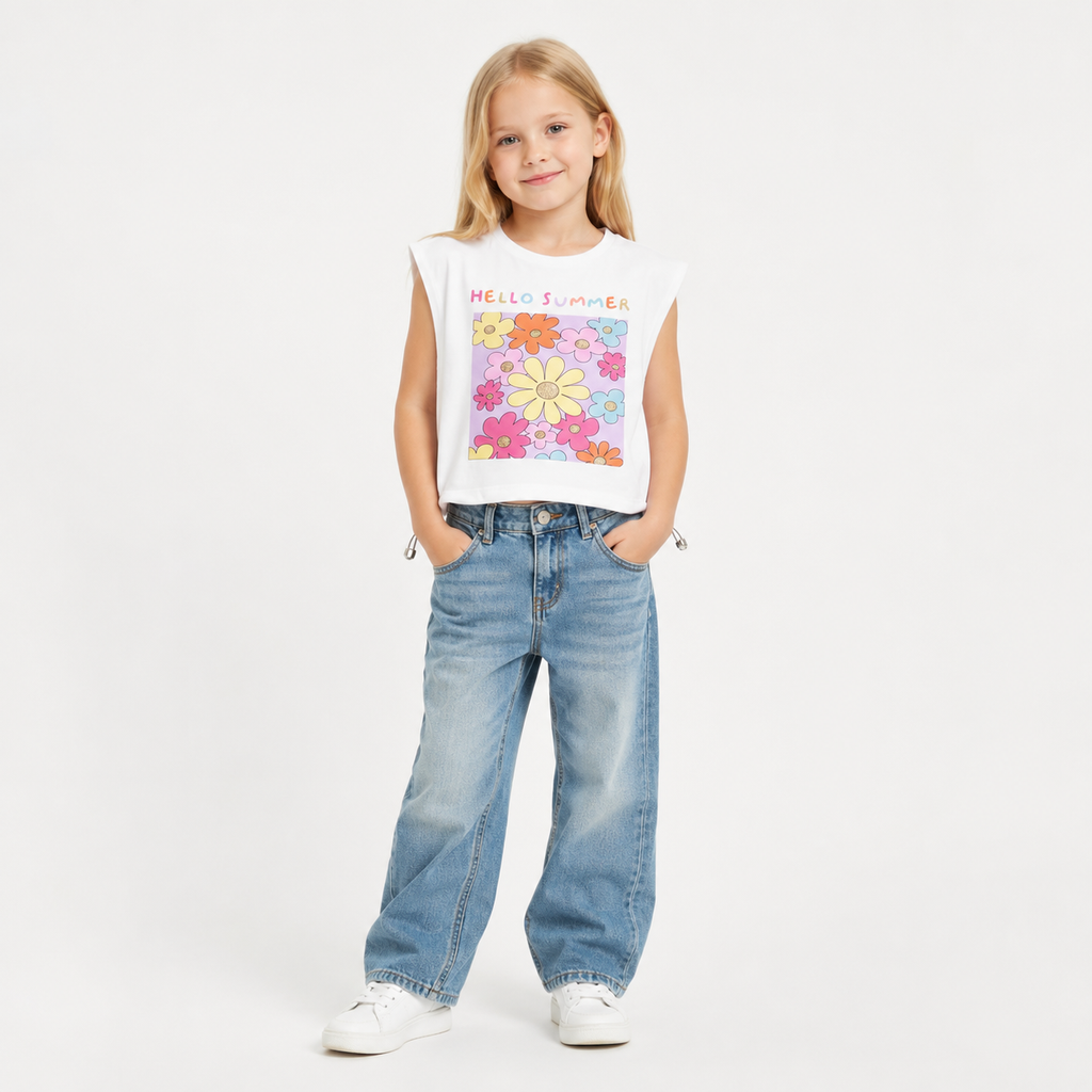Girls' Hello Summer Printed T-Shirt