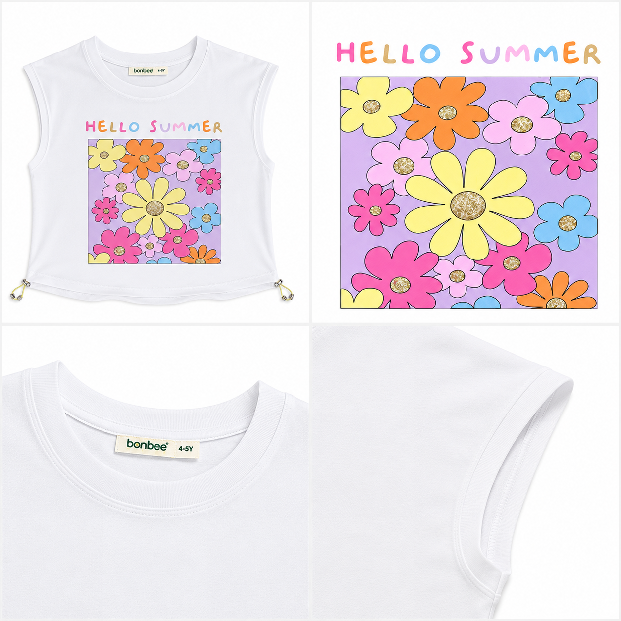 Girls' Hello Summer Printed T-Shirt