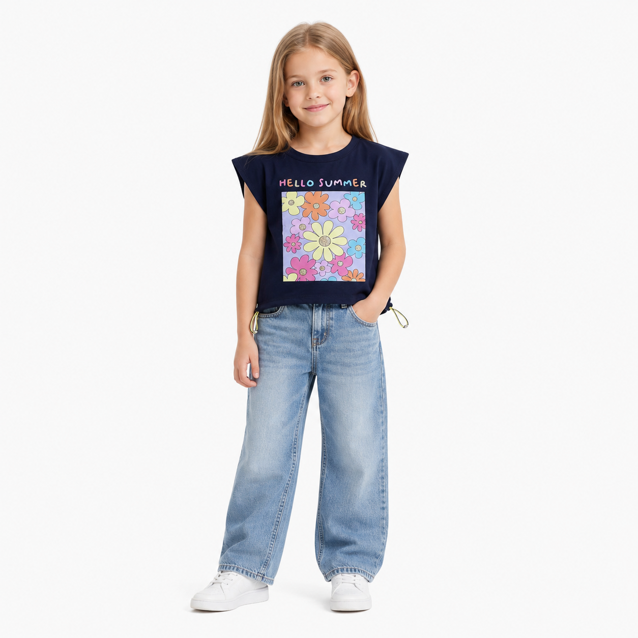 Girls' Hello Summer Printed T-Shirt