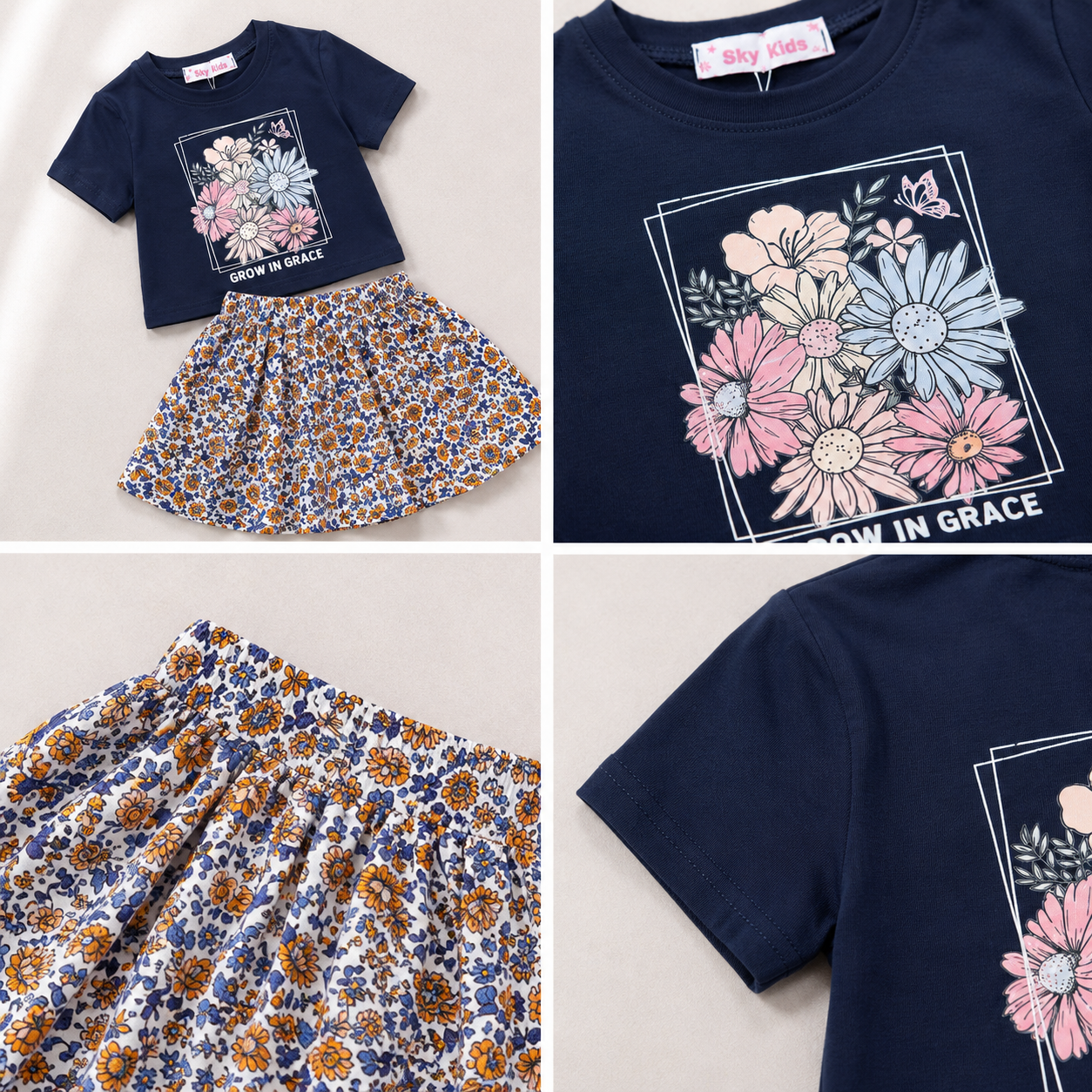 Girls' T-shirt & Skirt set