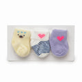 Newborn Baby 3-Pack Ankle Socks - Bear Face, Striped, and Hearts