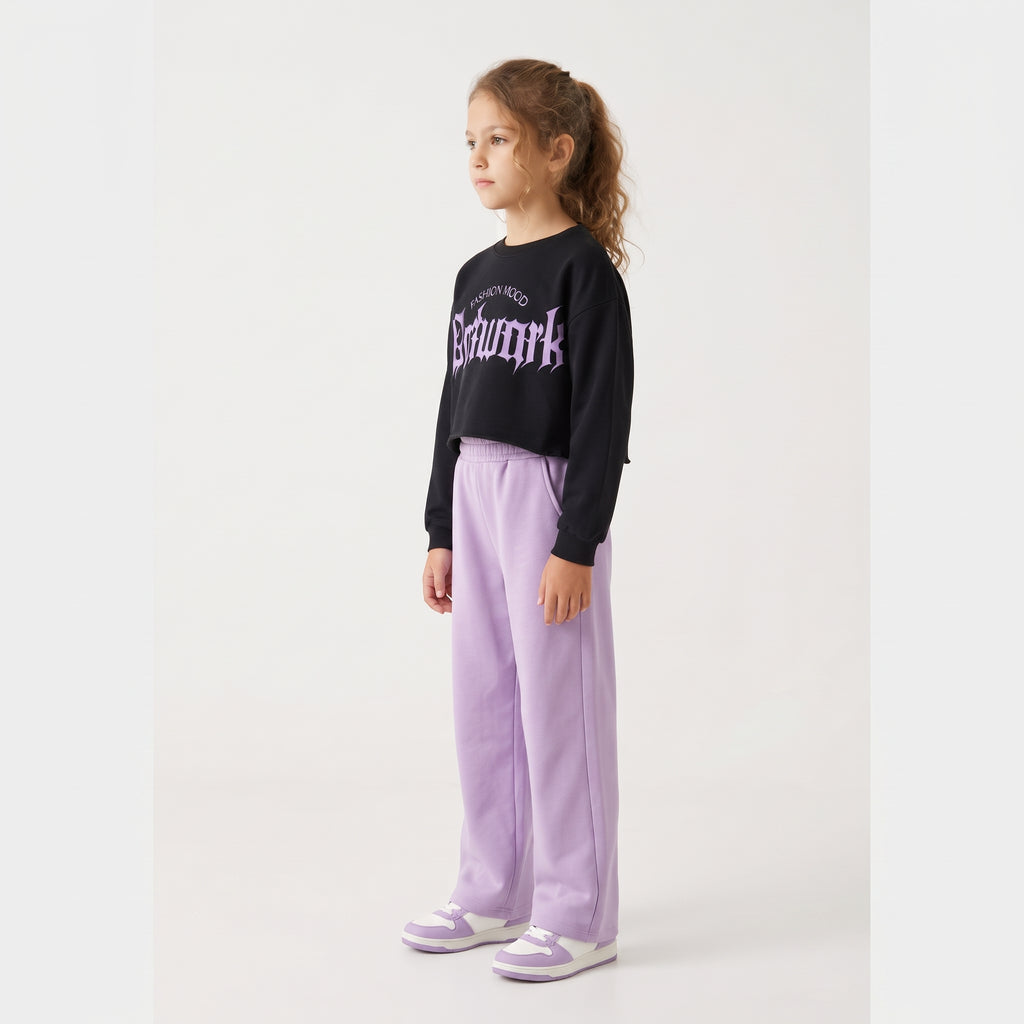 Girls' "Catwalk" Cropped Sweatshirt & Pants Set