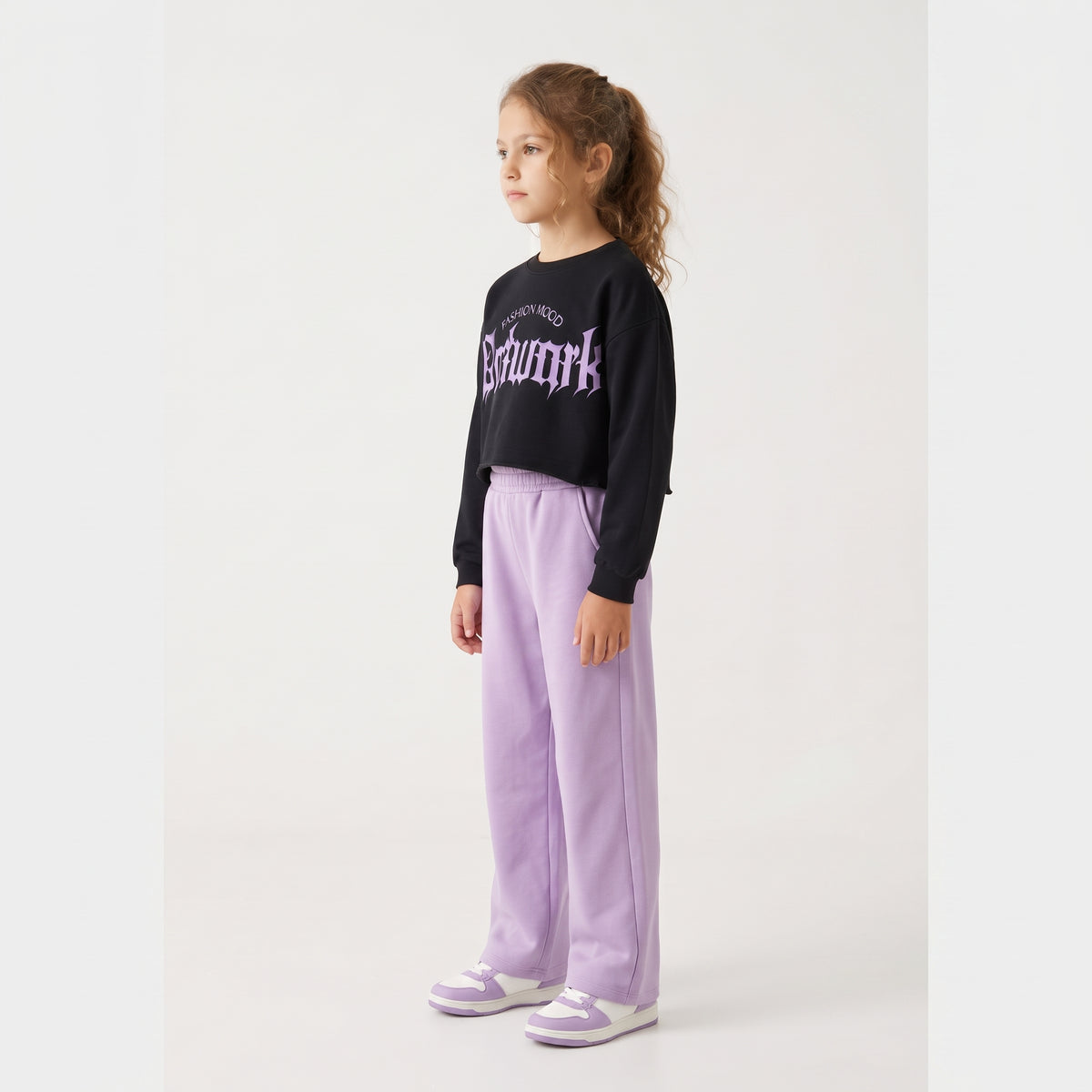 Girls' "Catwalk" Cropped Sweatshirt & Pants Set