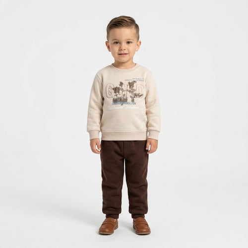 Baby Boys "GOLD" Printed Fleece Sweatshirt and Sweatpants Set