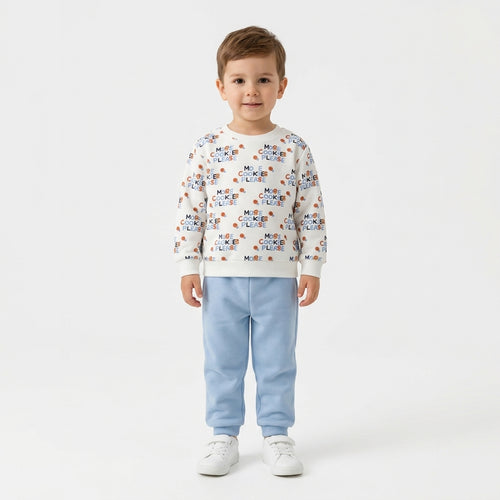 Baby Boys "MORE COOKIES PLEASE" All-Over Print Sweatshirt and Sweatpants Set
