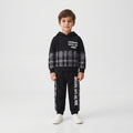 Boys' Plaid Pattern Hooded Sweatshirt & Joggers Set