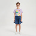 Girls "Life is Better" Printed T-Shirt and Denim Pleated Skirt Set