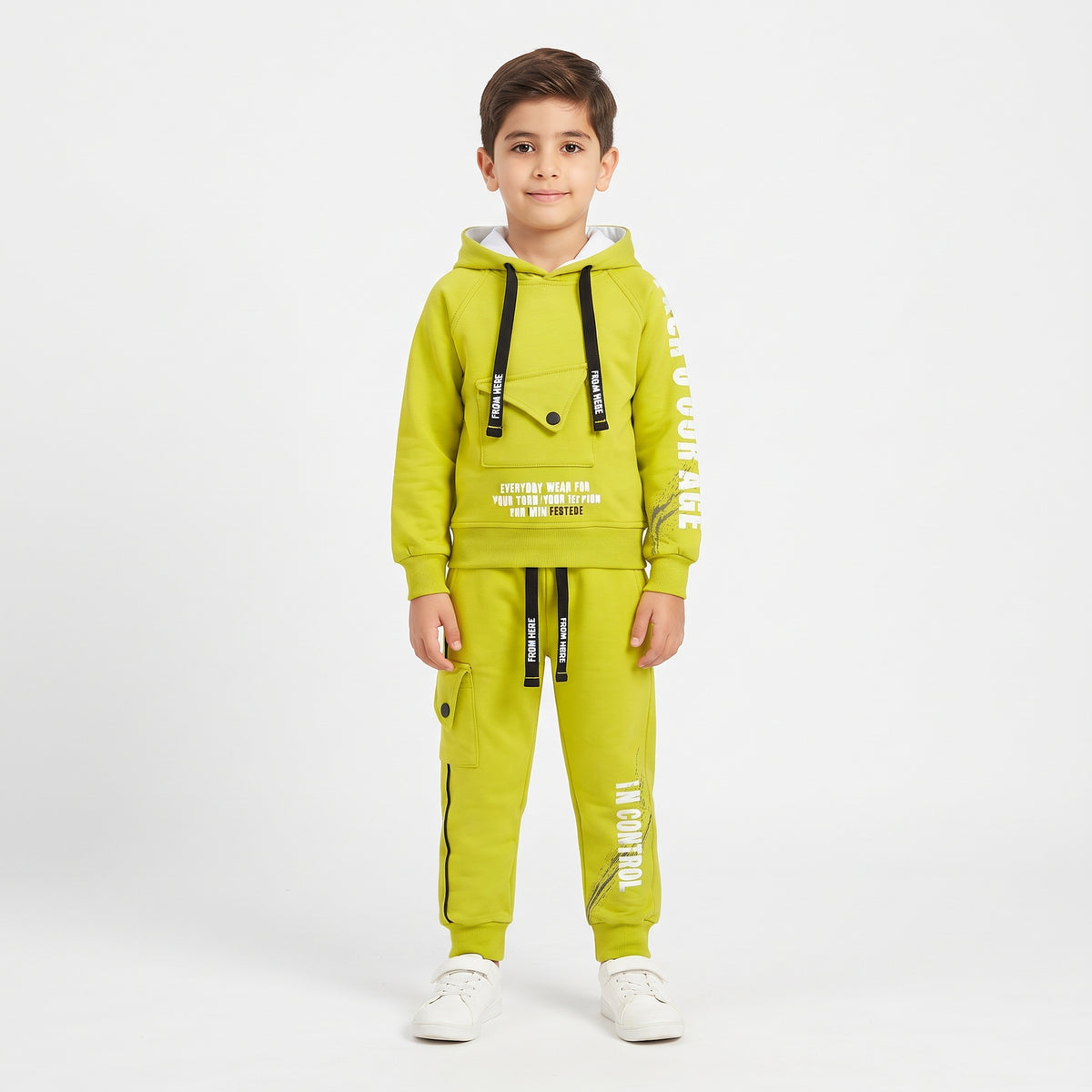 Boys "To Control" Hooded Sweatshirt and Cargo Joggers Tracksuit