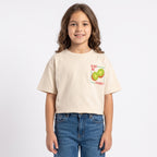 Girls "KIWI BE FRIENDS?" Fruit Chest Printed Short Sleeve T-Shirt