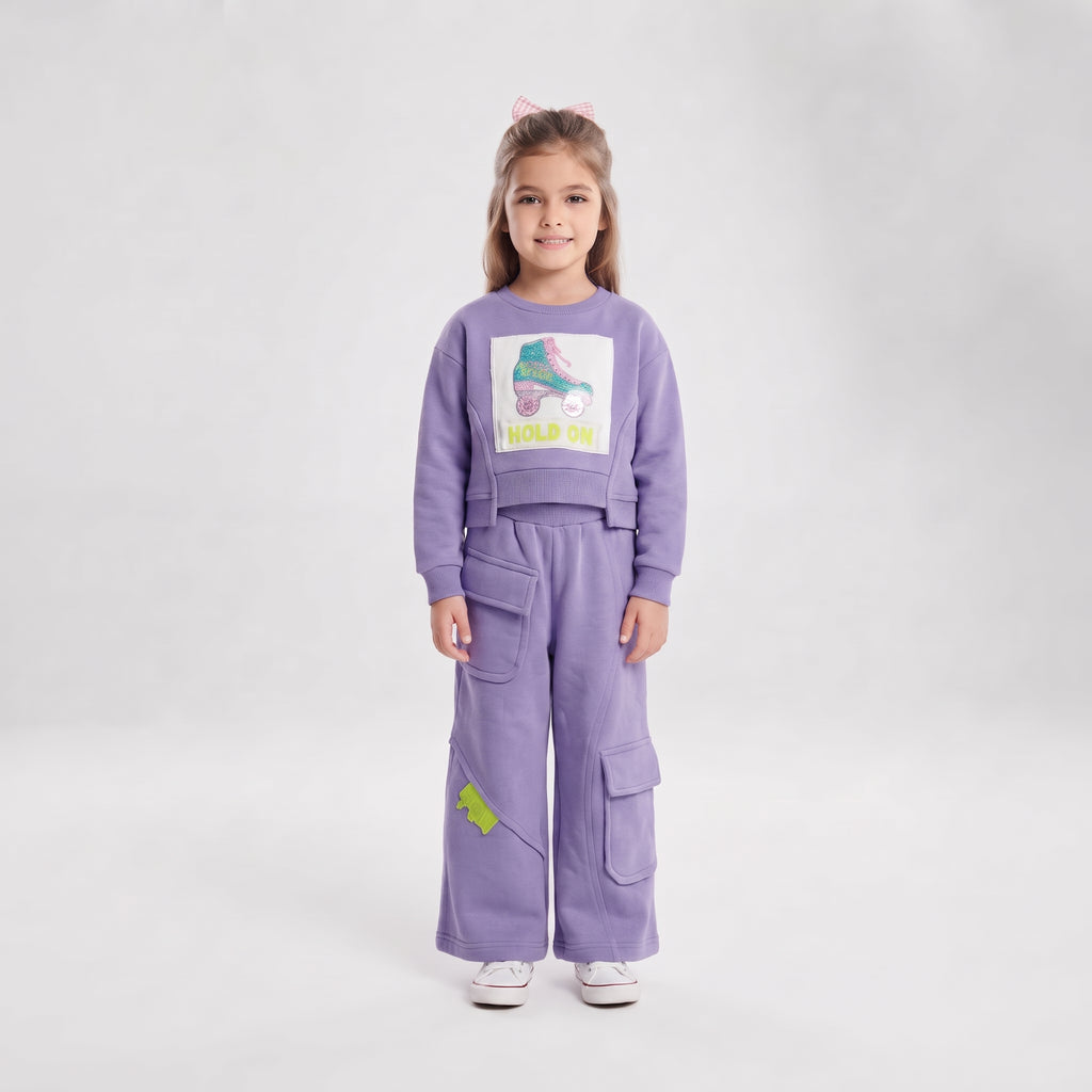 Girls' Camera Print Sweatshirt & Cargo Pants Set