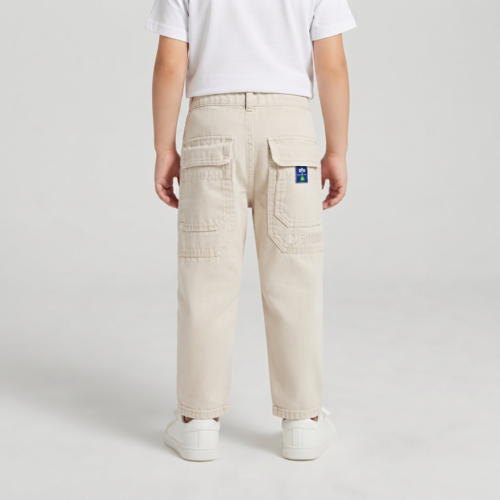 Boys' Drawstring Elastic Waist Straight Fit Jeans