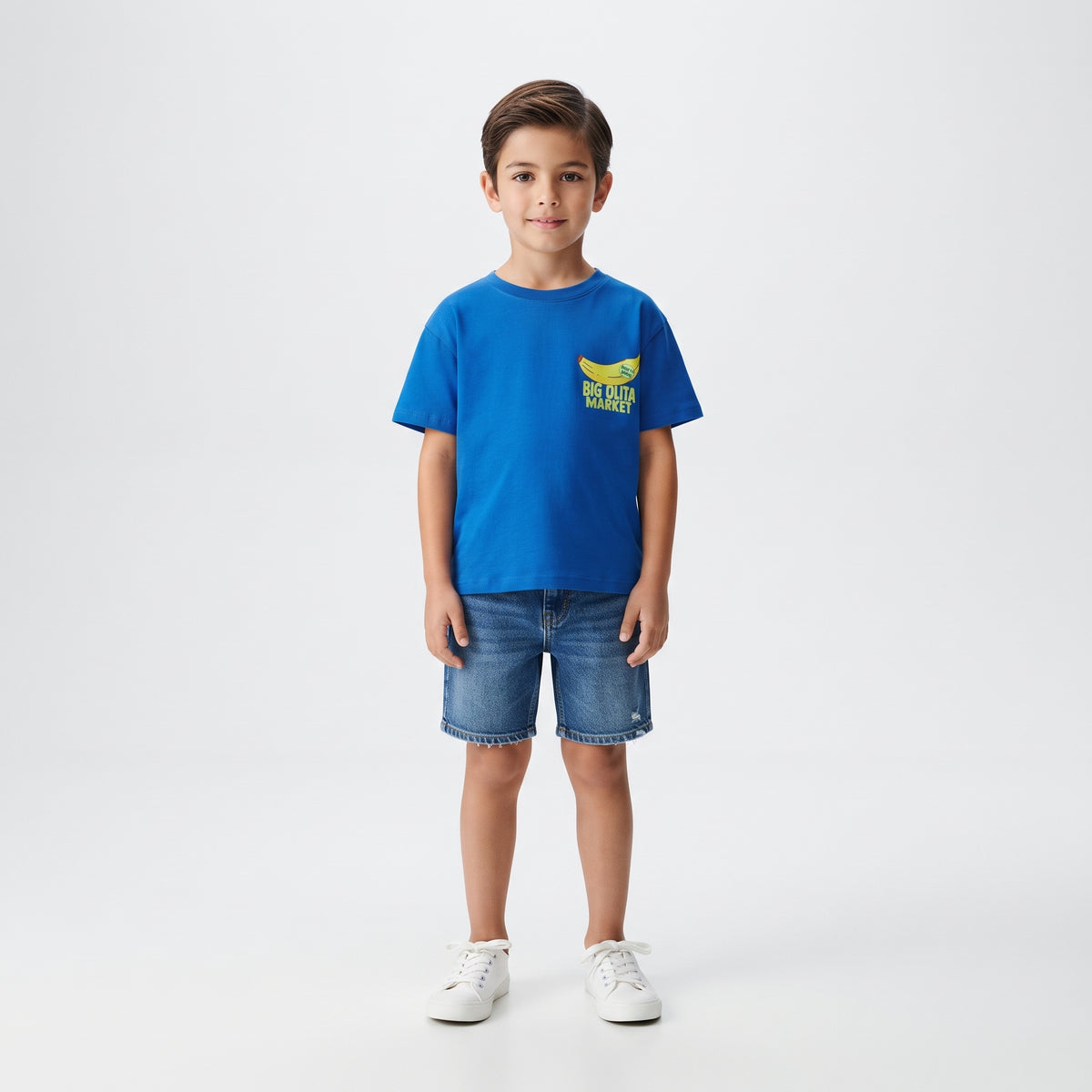 Boys "Big Olita Market" Banana Print T-Shirt - Blue