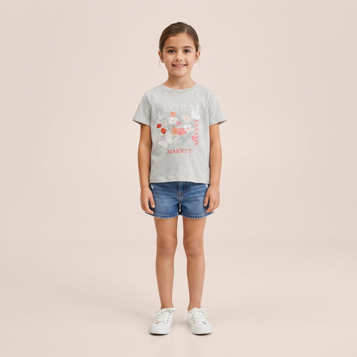 Girls "Floral Market" Printed T-Shirt