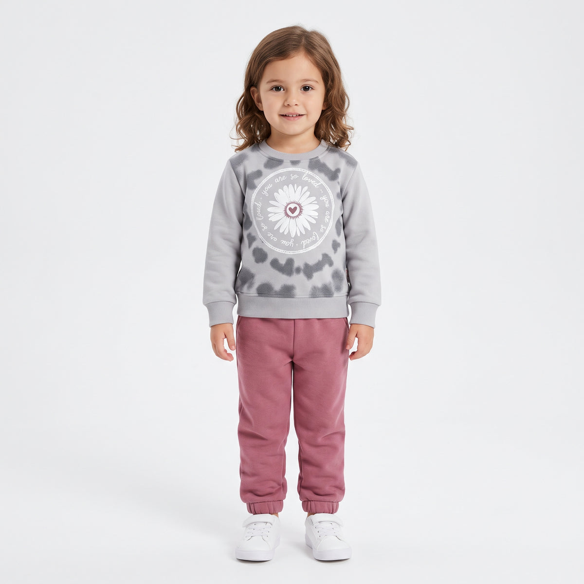 Baby Girls Daisy Flower Tie-Dye Fleece Sweatshirt and Sweatpants Set