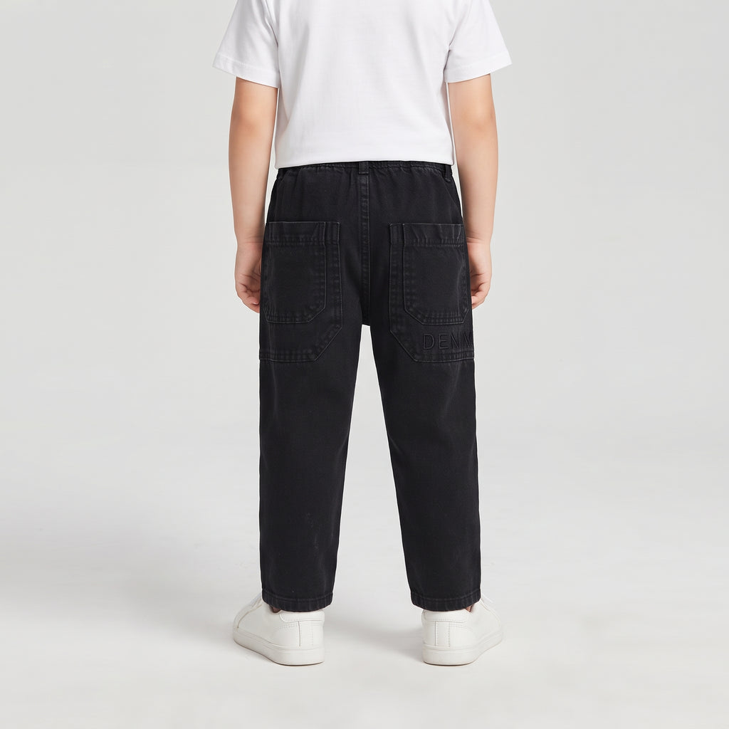 Boys' Drawstring Elastic Waist Straight Fit Jeans