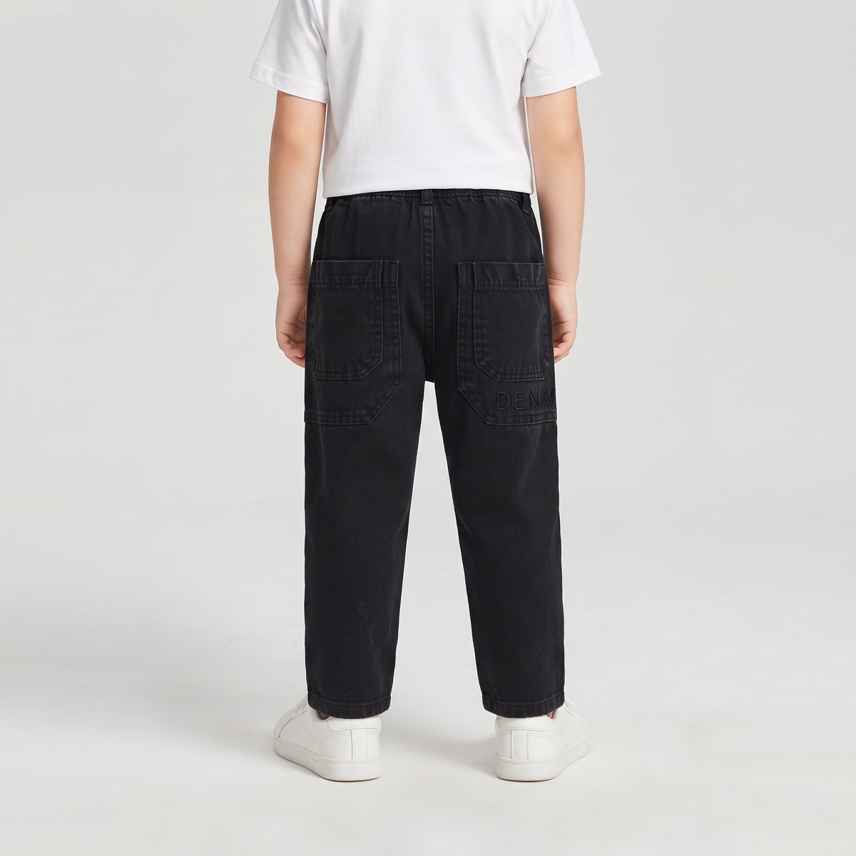 Boys' Drawstring Elastic Waist Straight Fit Jeans