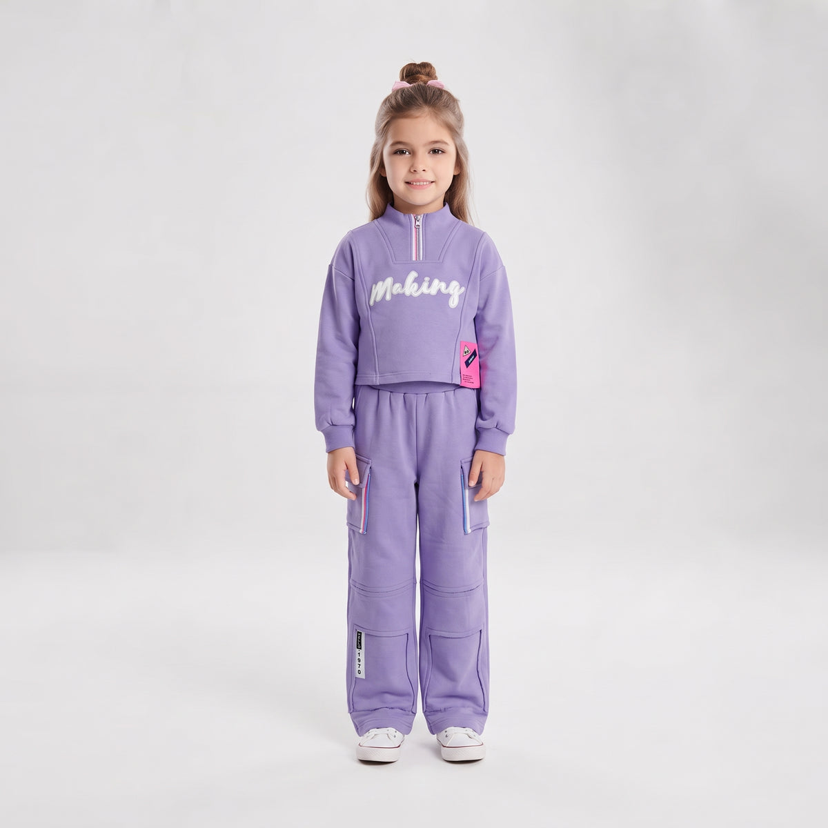 Girls "Making" Printed Sweatshirt and Cargo Pants Set