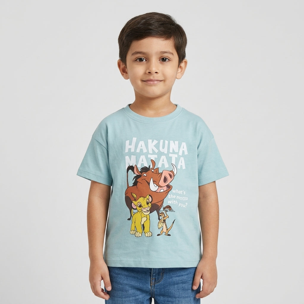Boys' Light Blue Lion King "Hakuna Matata" Printed T-Shirt