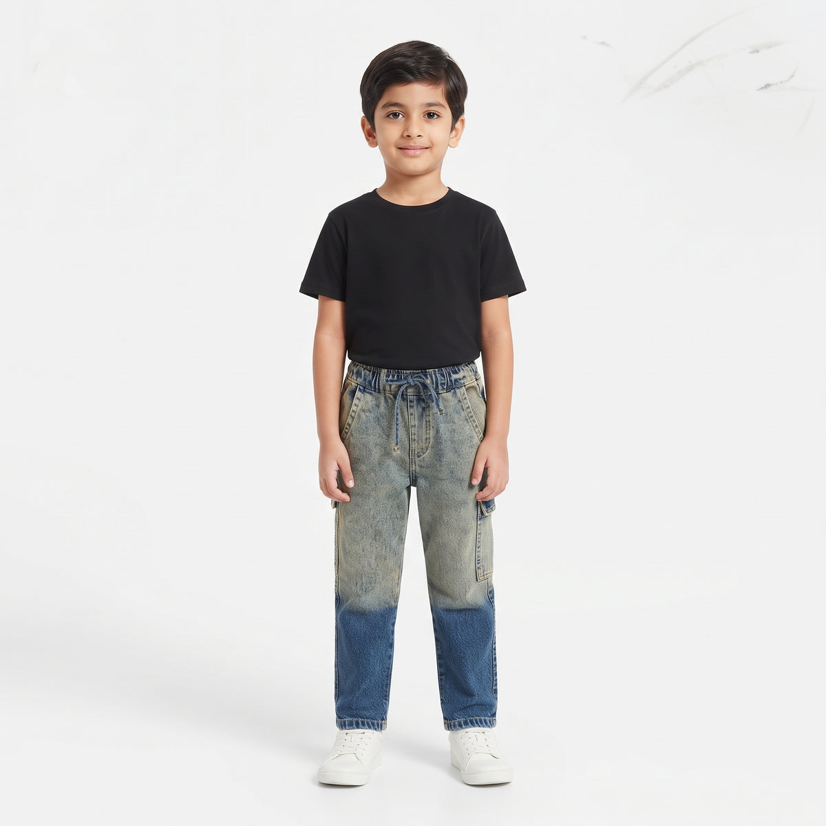 Boys' Two-Tone Gradient Cargo Denim Jeans