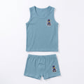 Kids Casual Cotton Undershirt and Underwear Set - Dusty Blue