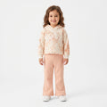 Baby Girls Marble Printed Hooded Sweatshirt and Wide-Leg Pants Set