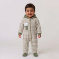 Baby Boys Hooded Fleece Footed Jumpsuit with Bear Applique