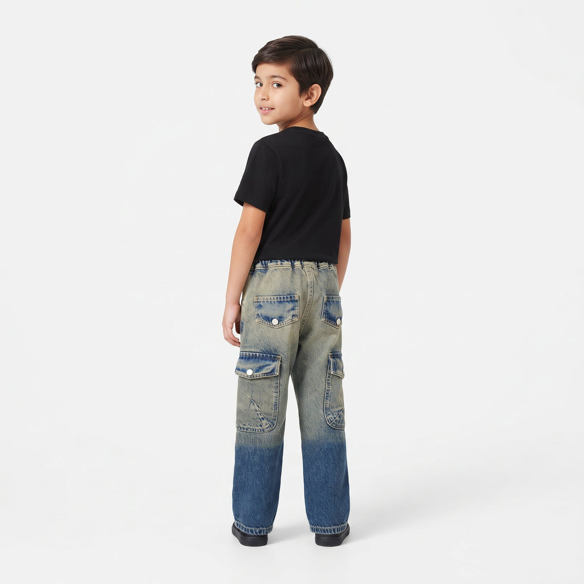 Boys' Two-Tone Gradient Cargo Denim Jeans