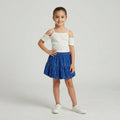 Girls' Cold-Shoulder Polka Dot Top and Blue Tiered Skirt Set